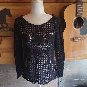 Free People Black Crochet Top